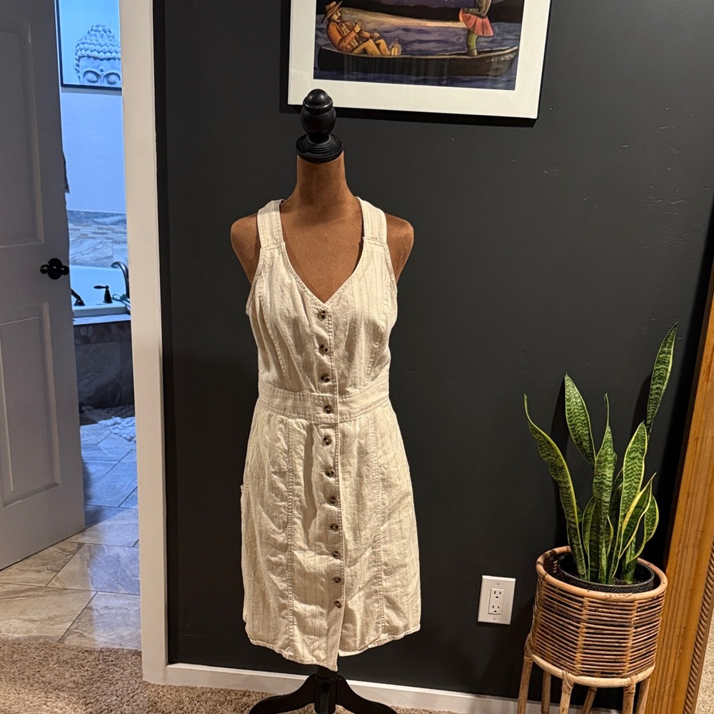 Prana Cream Button-Front Mini Dress